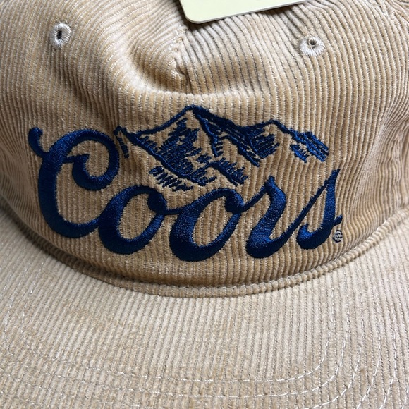 COORS Banquet Vintage-Retro Style Corduroy Hat Cap Classic Beige Mountains Logo - Picture 3 of 9